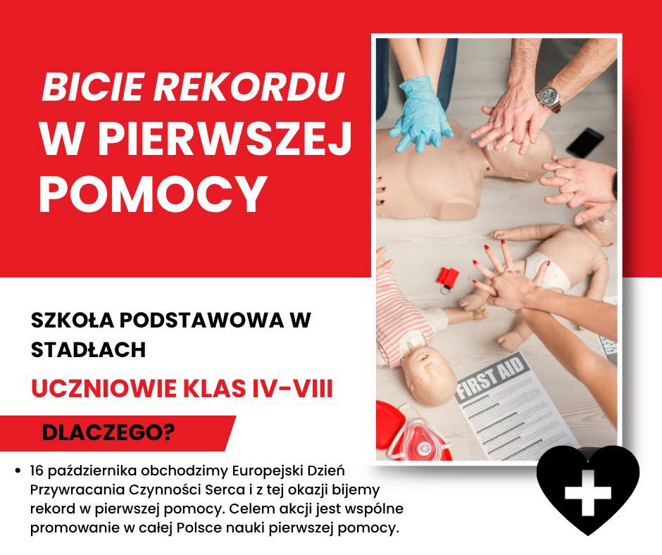 Szkoła Podstawowa w Stadłach włączyła się w ogólnopolską akcję „Bicie Rekordu w Pierwszej Pomocy”!