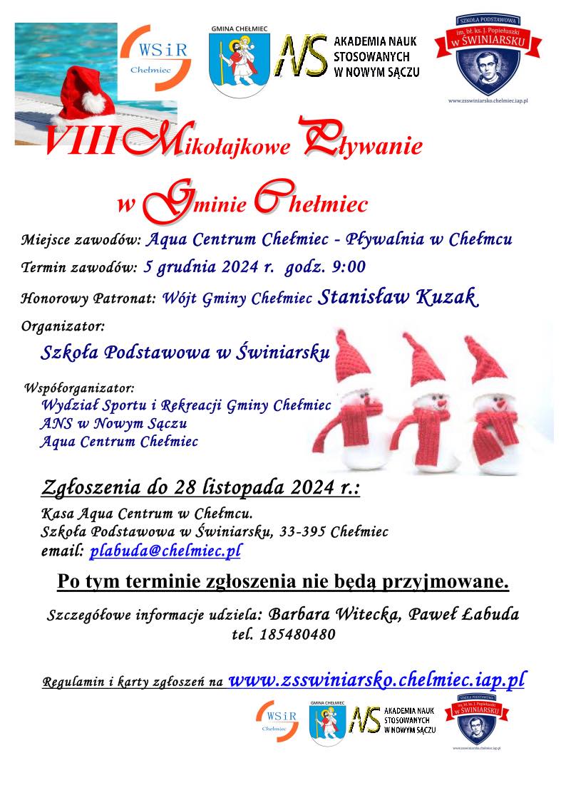 VIII MIKOŁAJKOWE PŁYWANIE w GMINIE CHEŁMIEC